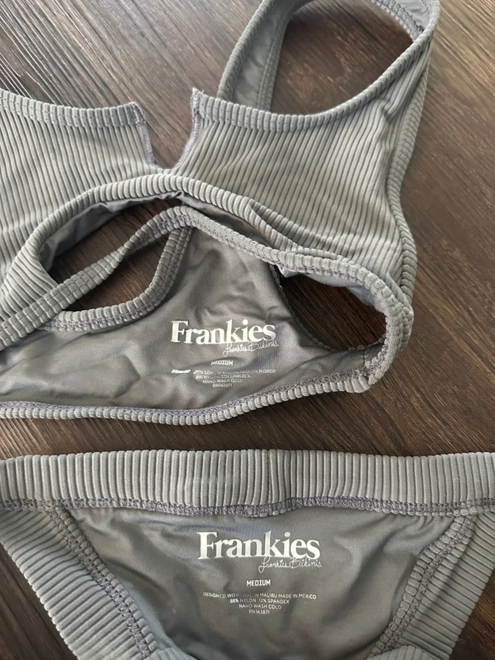 Frankie's Bikinis Ribbed Cutout Top & Low-Rise Bottoms